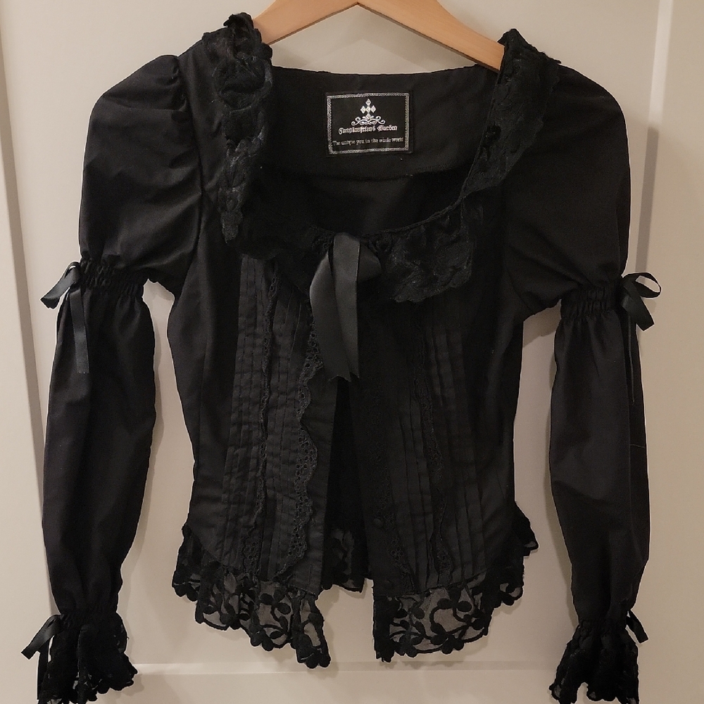 Victorian Gothic Black Ruffled Blouse